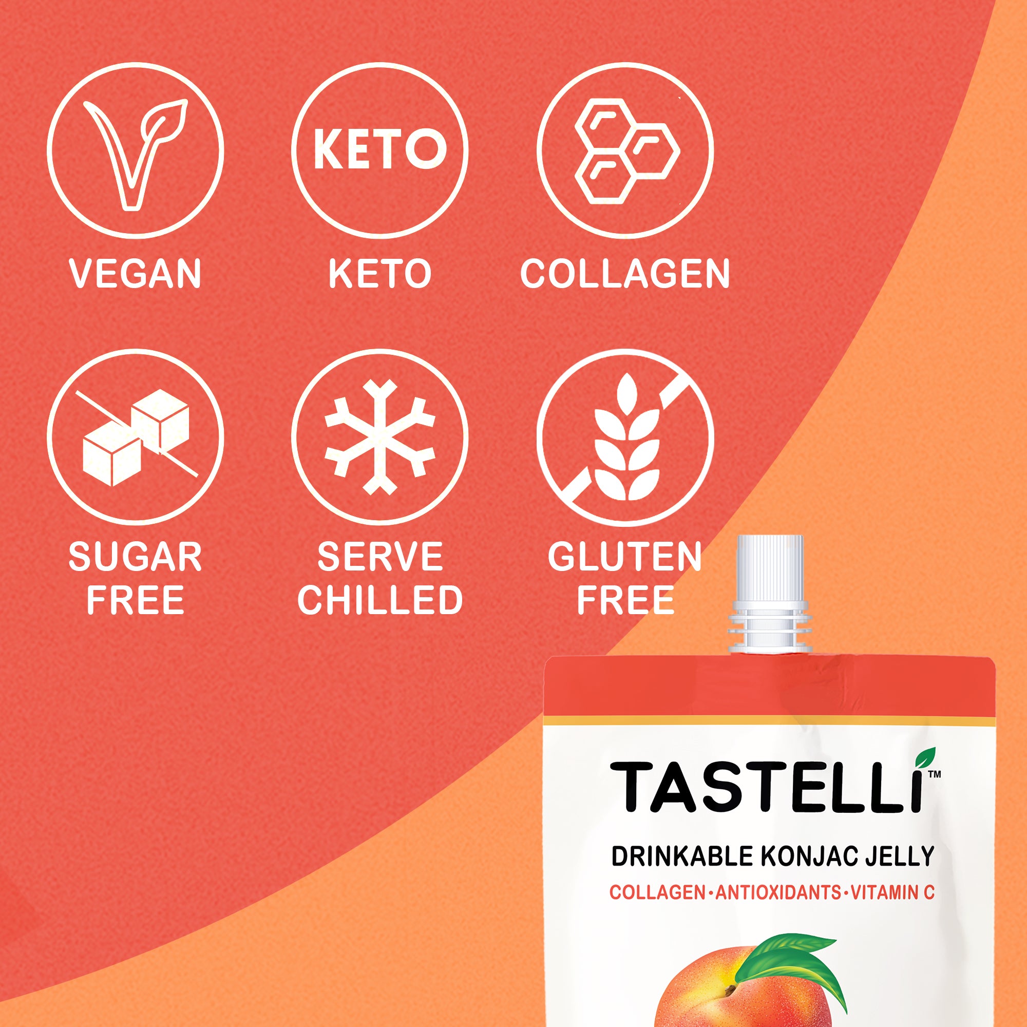 Tastelli Collagen Konjac Jelly Case (150 Ml X 20 Packs) - Peach Flavor ...